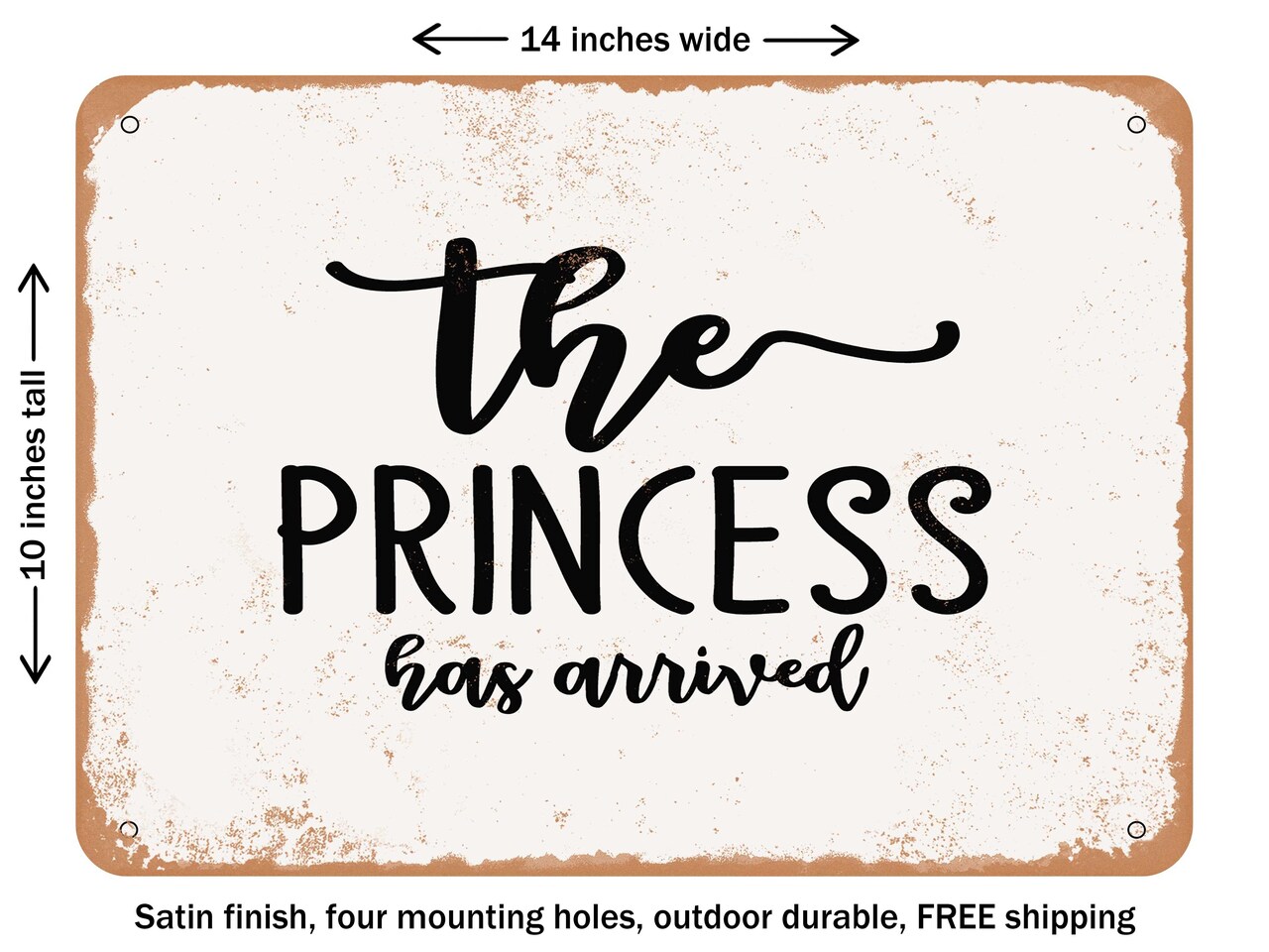 DECORATIVE METAL SIGN - the Princess Has Arrived - 2 - Vintage Rusty Look